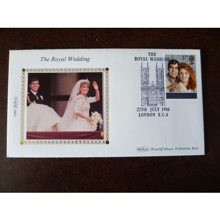 1986 GB Royal Wedding Benham Silk FDC 17p London EC4 Westminster Limited Edition