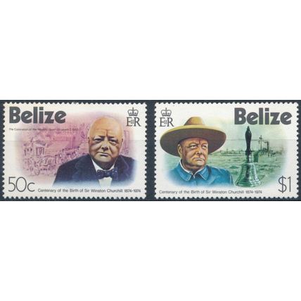 Birth Centenary of Sir Winston Churchill - Belize 1974 - NM H - SG 396/7