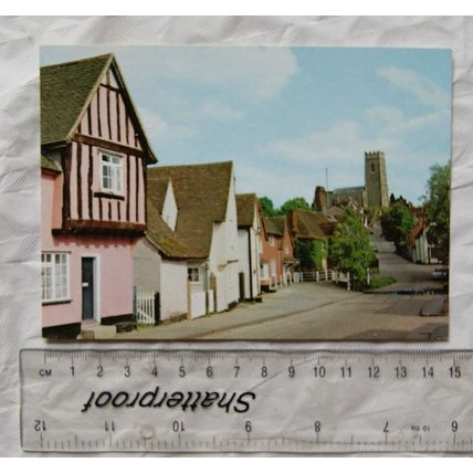 c.1980s postcard Kersey, Suffolk, St Mary's Church & Water Splash