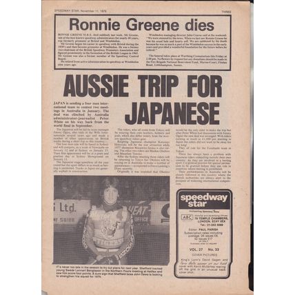 Speedway Star : November 11, 1978. Eastbourne's Cup win