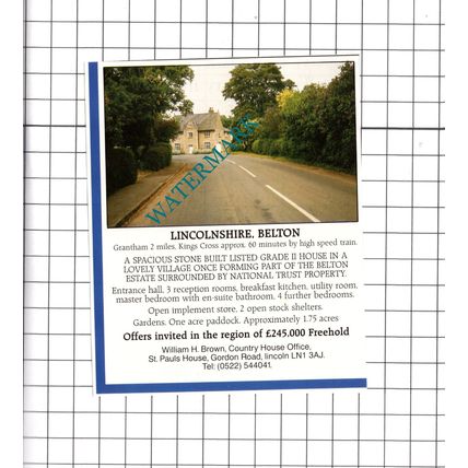 Belton Lincolnshire House Sale Advert - c.1990 Clipping