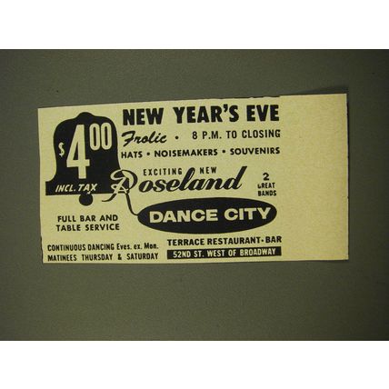 1961 Roseland Dance City Advertisement - New Year's Eve Folic