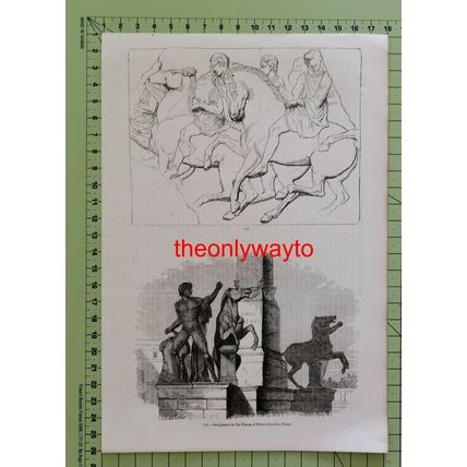 Equine Sculptures, Piazza Monte Cavallo, Rome, Book Illustration (Print), 1850