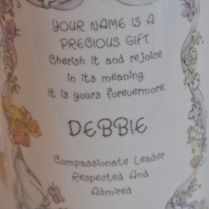 Vintage 1993 Enesco PRECIOUS MOMENTS DEBBIE COFFEE MUG Porcelain Tea Cup