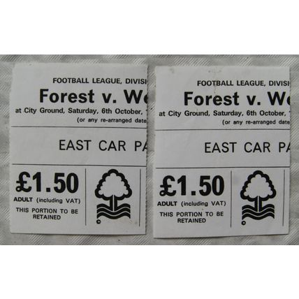 1979 programme Nottingham Forest v. Wolverhampton Wanderers + 2 tickets