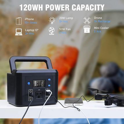 200W Portable Power Station, Powkey 120Wh/33,000Mah Power Bank with AC Outlet, 1
