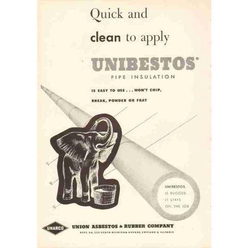 union asbestos rubber company 1953 clean pipe insulation vintage ad