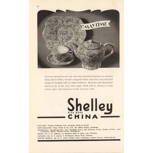 shelley potteries ltd 1947 maytime post-war fine bone china vintage ad