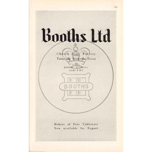 booths ltd 1947 fine tableware church bank pottery vintage ad