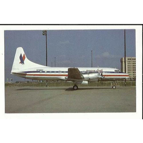 Aviation AMERICAN EAGLE CONVAIR 580 Postcard by Moniz (AMP-8701)