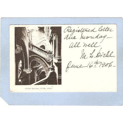 New York Albany Western Staircase Capitol Bldg Private Mailing Card ny_box~441