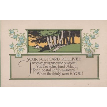 I Received Your Card From Postman But I Want You Here Old Romance Love Postcard