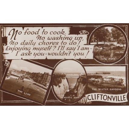 No Housework Food To Cook Washing Up Cliftonville Kent Old Real Photo Postcard