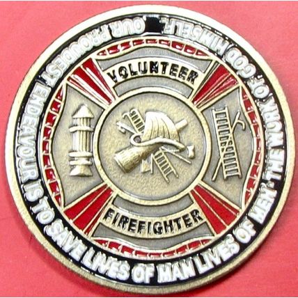 Volunteer Firefighter. Challenge Coin. Souvenir. 14b.