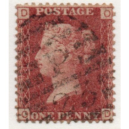Sg43 1d red plate 207 fine used " O D " (REDS)