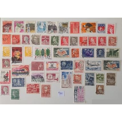 Triple batch of 54 stamps in used (Switzerland, France and Denmark)