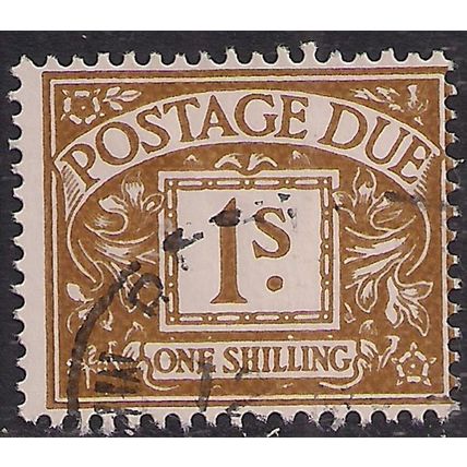 GB 1968 QE2 1/-d Ochre Postage Due Used SG D74 No Wmk ( F107 )