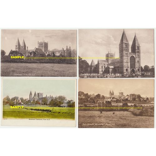 4 x Southwell Minster views C1910, nr Newark on Trent, Nottinghamshire