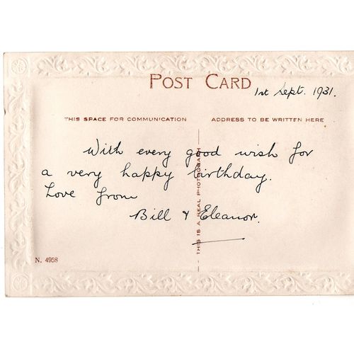 1931 Song Postcard My Birthday Wish Young Woman Pansies or Violas