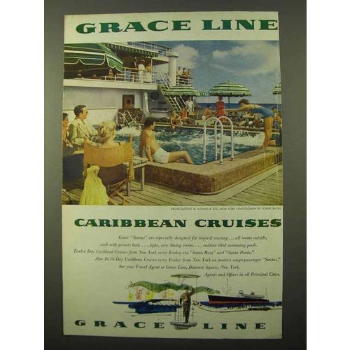 1954 Grace Line Cruise Ad - Caribbean Cruises