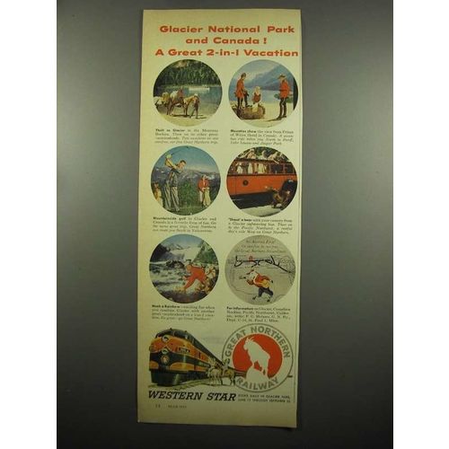 1954 Great Northern Railway Ad - Glacier National Park
