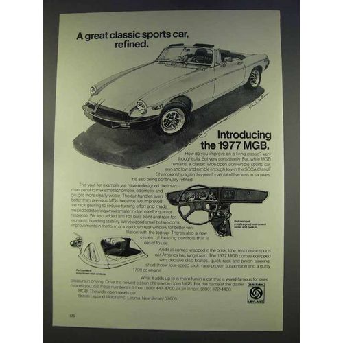 1977 MG MGB Car Ad - Great Classic Sports Car