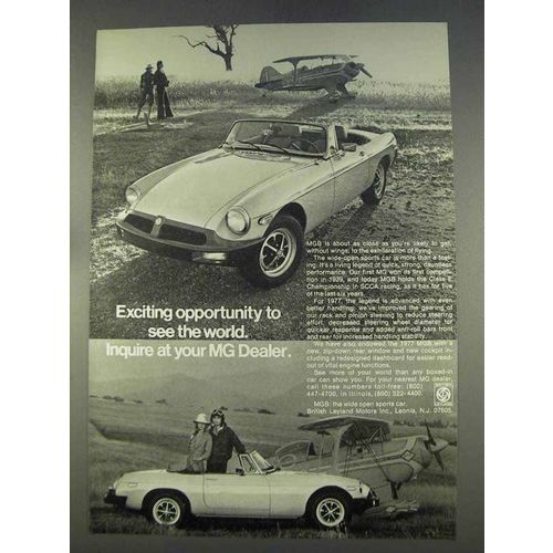 1977 MG MGB Car Ad - Exciting Opportunity to See World