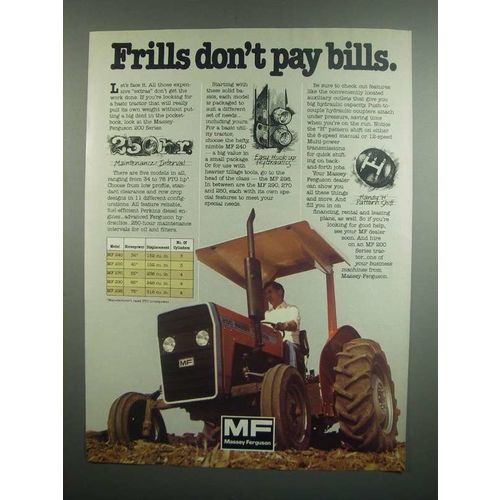 1984 Massey Ferguson 250 Tractor Ad - Frills Don't Pay