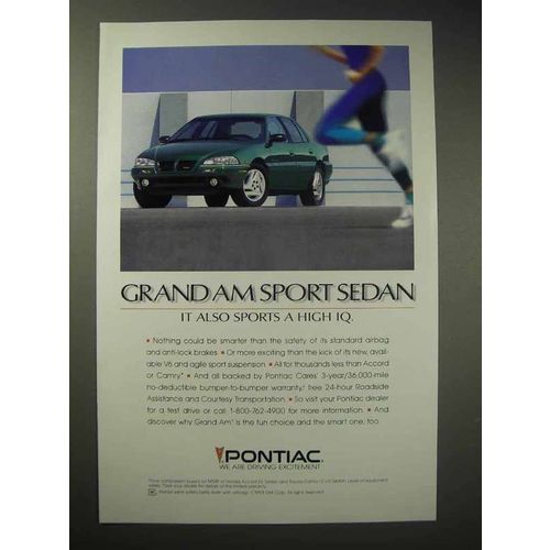 1993 Pontiac Grand Am Sport Sedan Car Ad - High IQ