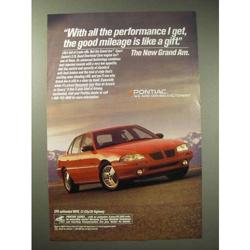 1993 Pontiac Grand Am Car Ad - Good Mileage