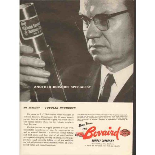 BOVAIRD SUPPLY COMPANY 1962 TC McCuistion sales mgr tubular vintage ad