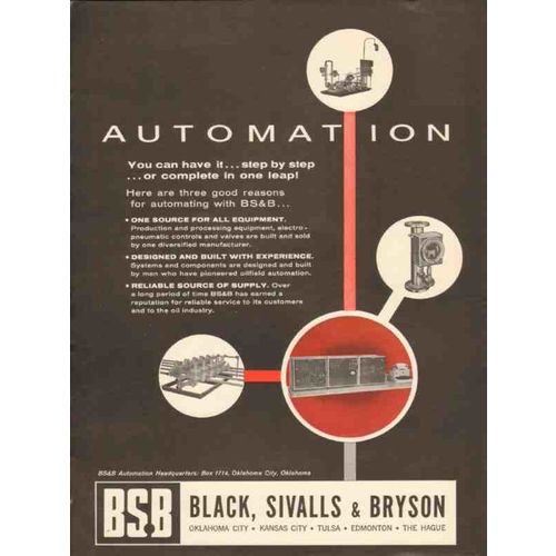 BLACK SIVALLS BRYSON INC 1962 automation equipment vintage ad