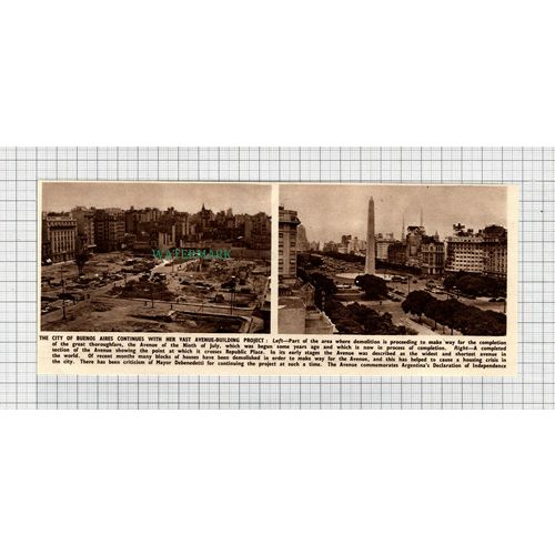 C3389) Beunos Aires Avenue Ninth July Building Project - 1950 Clip
