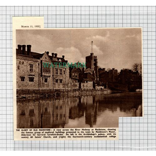 C3390) Maidstone Medieval Buildings River Medway - 1950 Clip