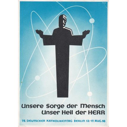 West Berlin 1958 Catholics Day Postcard FDI Berlin special cancel Unaddressed
