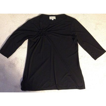 Rialto Collection by Joy Perreras Black Top Blouse 3/4 Sleeve Women's Size S