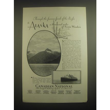 1931 Canadian National Steamship lines Ad - Through the famous fjords
