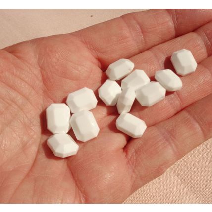 12 Swarovski Chalkwhite Rectangle Glass Beads 12.5 x 10mm #5105 Chalk White 107