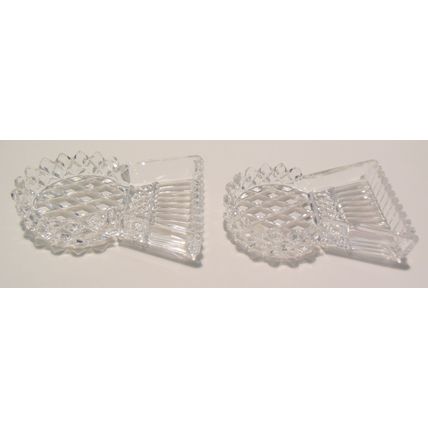 Vintage Thistle Shaped Pair Of Glass Trinket Pin Dishes in Original Boxed