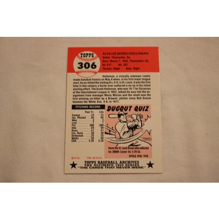 Alva Bobo Holloman 1991 Topps 1953 Archives NO. 306