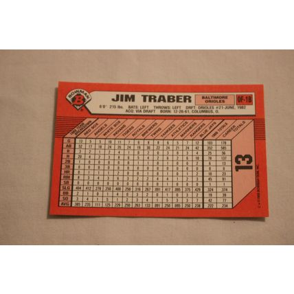 Jim Traber 1989 Bowman TIFFANY NO. 13