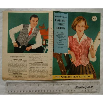 Vintage: Woman's Day Second Series No. 7 - His & Her Waistcoats, 4 ply + gloves