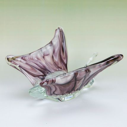 Objets D'art Glass Butterfly with Purple Wings 5.5 CM - Gift Boxed