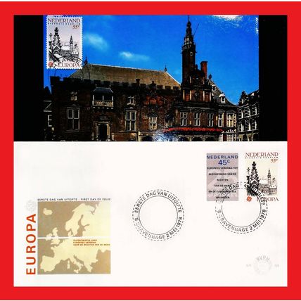 ZAYIX - 1978 Netherlands 576-77 FDC/Maxicard Human Rights, Architecture, Europa
