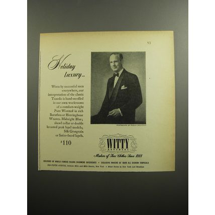 1951 Witty Brothers Tuxedo Ad - photo by Fabian Bachrach - Holiday