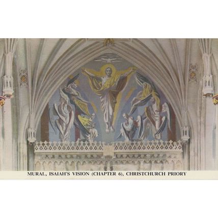 Isiah's Vision Christchurch Dorset Priory Mural Church Old Postcard