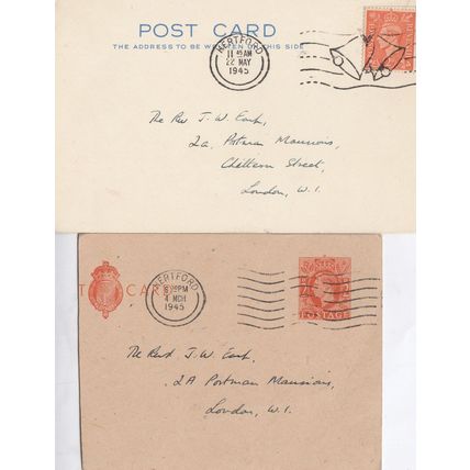 Hertford 2x 1945 WW2 Train Planning Postcard s