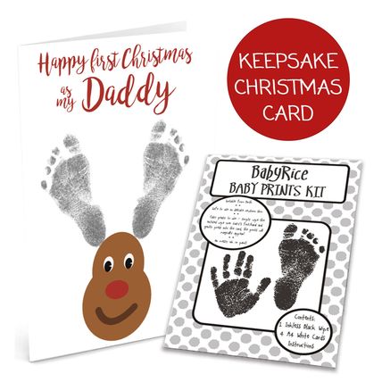 Baby's First Christmas Card for Daddy Handprint & Footprint Kit Stocking Filler