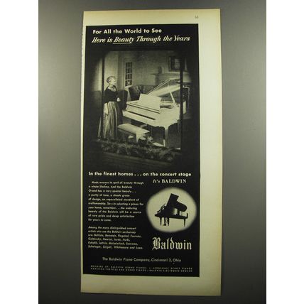 1953 Baldwin Grand Piano Ad - For all the world to see here is beauty through