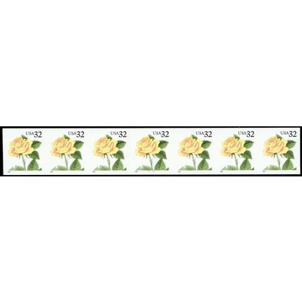 3054a, Mint NH VF Imperforate PL# 5555 Strip of 7 Stamps Error - Stuart Katz